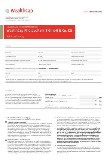 WealthCap Solar 1 - Wealth Management Capital Holding GmbH
