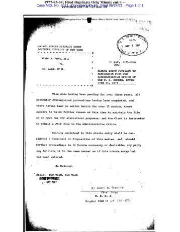 Attachment 16 Order of Judge Edelstein of May 4, 1977 SDNY 73-cv-04279, Certified 2017-07-25 doc 10