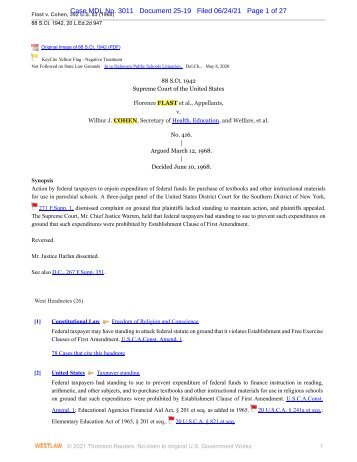 Attachment 19 Flast v Cohen 392 US 83 101 88 S Ct 1942- 20 L Ed 2d 947 1968