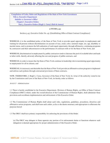 Attachment 25 9 NYCRR Section 345 Executive Order No 45, 2017