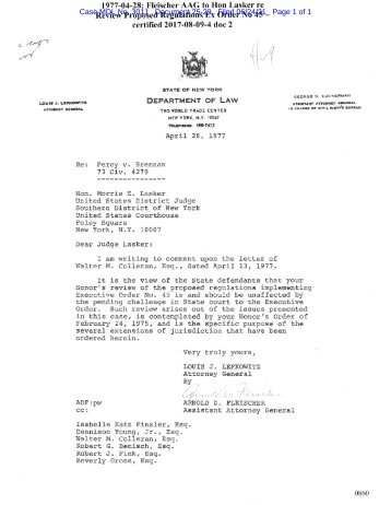 Attachment 29 Fleischer AAG to Hon Lasker review unaffected by pending challange