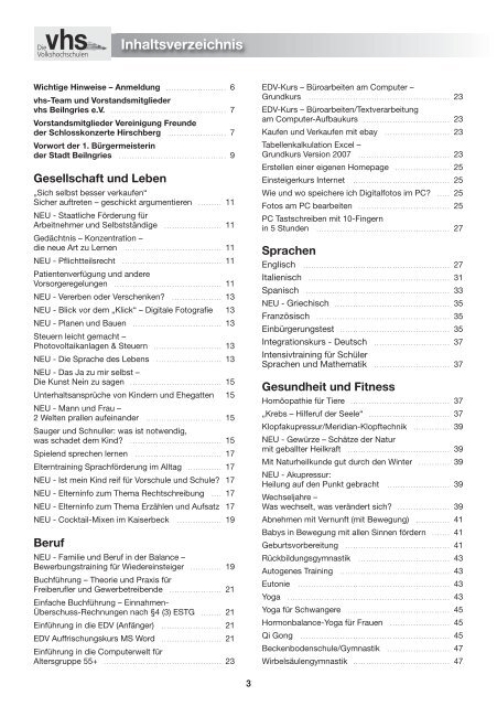 Programm Herbst / Winter 2011 / 2012 Beilngries ... - vhs Beilngries