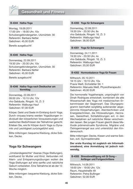 Programm Herbst / Winter 2011 / 2012 Beilngries ... - vhs Beilngries