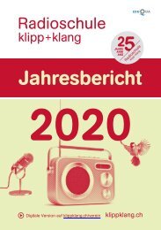Jahresbericht 2020 Radioschule klipp+klang