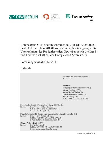 Gutachten des Deutschen Institut für Wirtschaftsforschung (PDF, 1