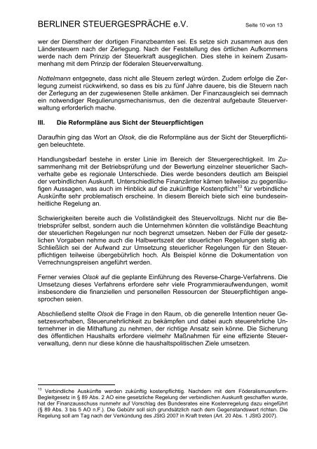 21. Berliner Steuergespräch - Berliner Steuergespräche eV