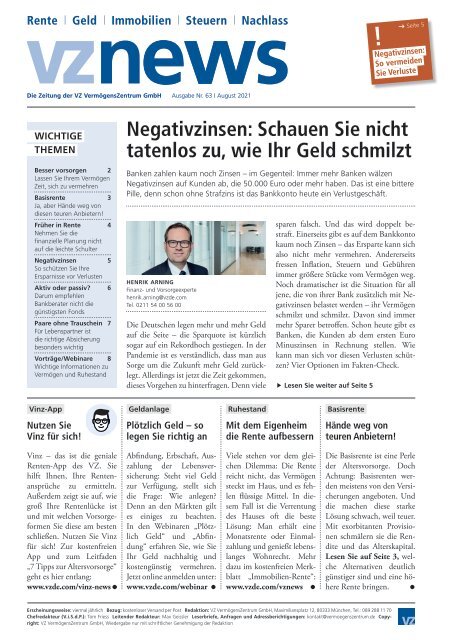 vznews, Deutschland, August 2021, Ausgabe 63