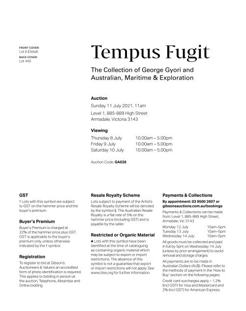 GA026 - Tempus Fugit: The Collection of George Gyori | Australian, Maritime & Exploration