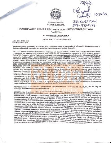 Acta de allanamiento implicados Operación Medusa
