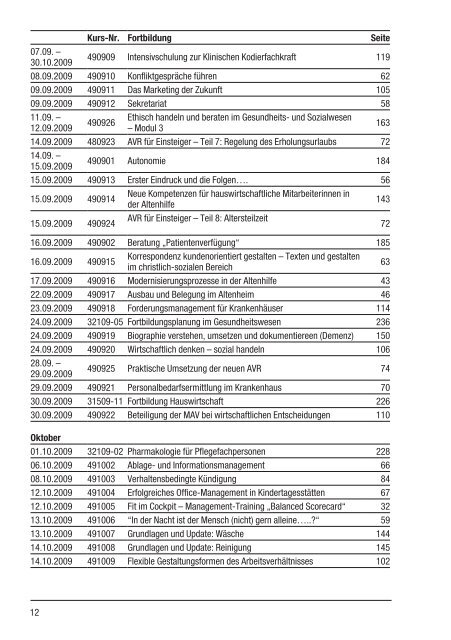 Fort- und Weiterbildung 2009 - Caritas-Akademie Köln