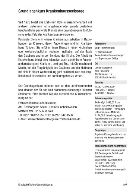 Fort- und Weiterbildung 2009 - Caritas-Akademie Köln