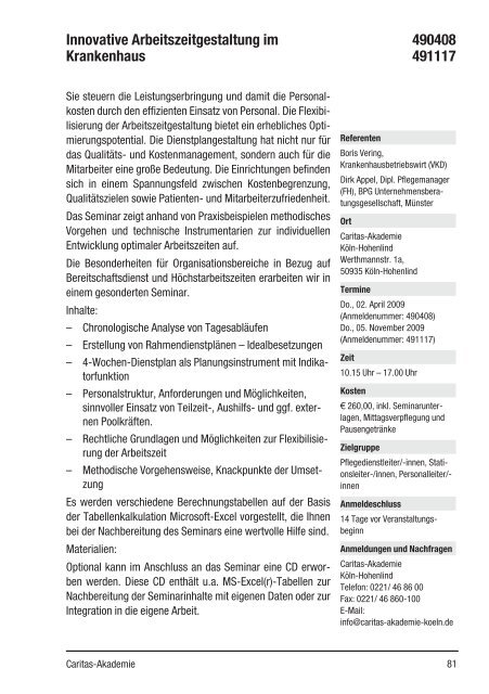 Fort- und Weiterbildung 2009 - Caritas-Akademie Köln