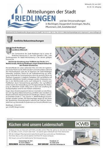 Amtliches Mitteilungsblatt Riedlingen 30.06.2021