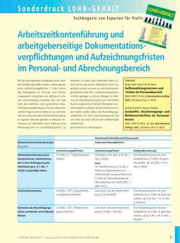 verpflichtungen und Aufzeichnungsfristen im Personal