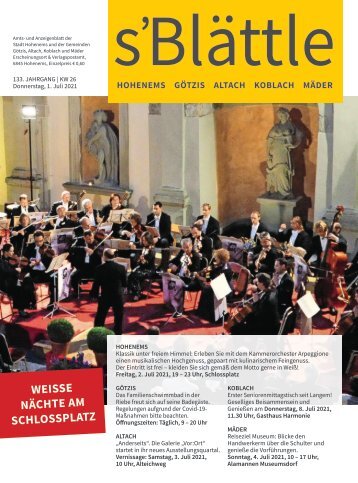 s'Blättle Nr. 26 - Do, 1. Juli 2021