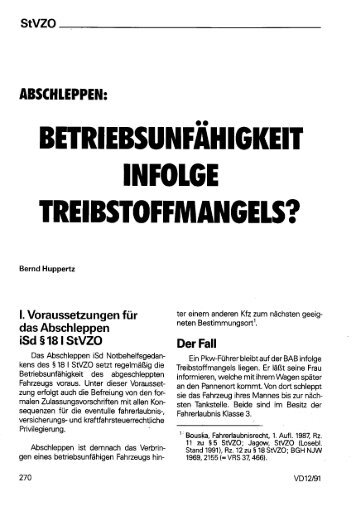 Betriebsunfähigkeit infolge Treibstoffmangels? - Bernd Huppertz