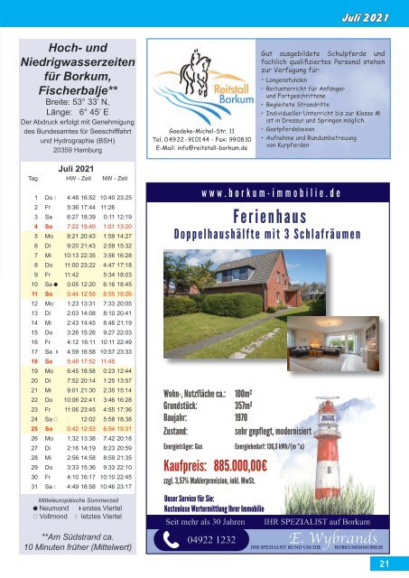 Juli 2021 Borkum-Aktuell - Das Inselmagazin