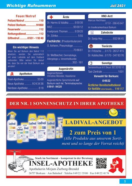 Juli 2021 Borkum-Aktuell - Das Inselmagazin