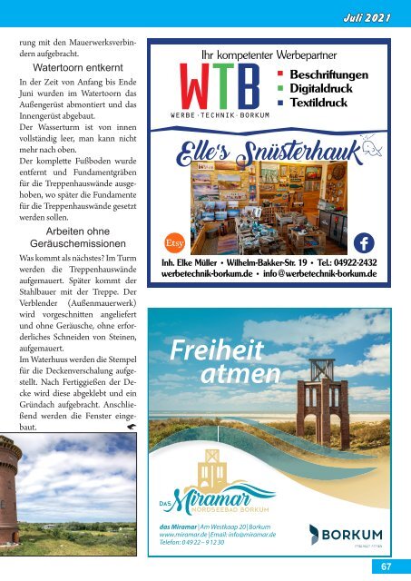 Juli 2021 Borkum-Aktuell - Das Inselmagazin