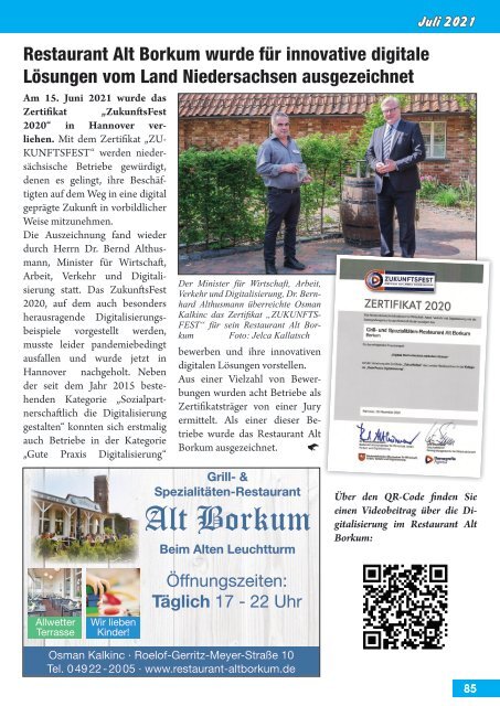 Juli 2021 Borkum-Aktuell - Das Inselmagazin