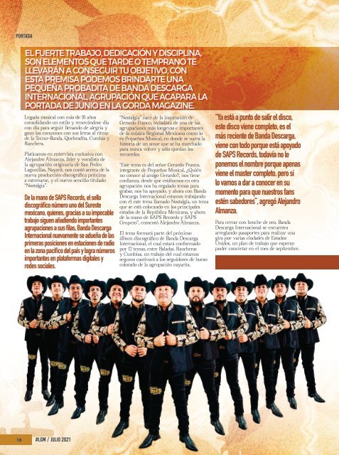 La Gorda Magazine Año 7 Edición Número 77 Julio 2021 Portada: Banda Descarga Internacional