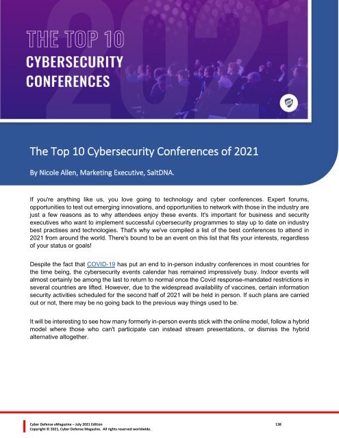 Cyber Defense eMagazine July 2021 Edition