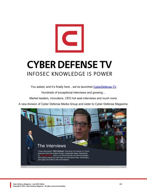 Cyber Defense eMagazine July 2021 Edition