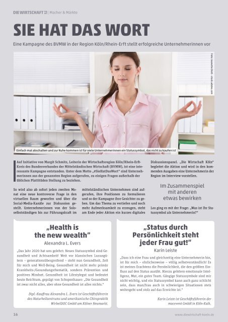 Die Wirtschaft Köln - Ausgabe 02 / 2021