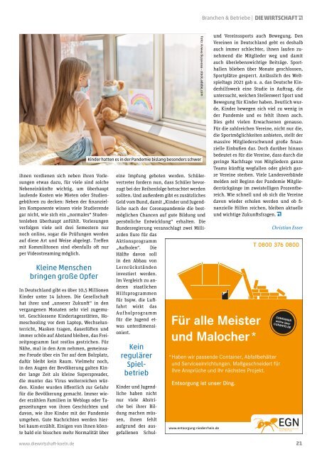 Die Wirtschaft Köln - Ausgabe 04 / 2021