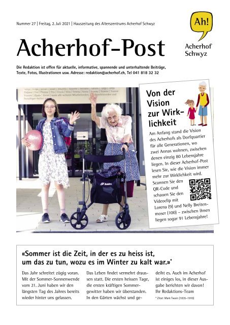 Acherhof-Post Nr. 27 | 2. Juli 2021