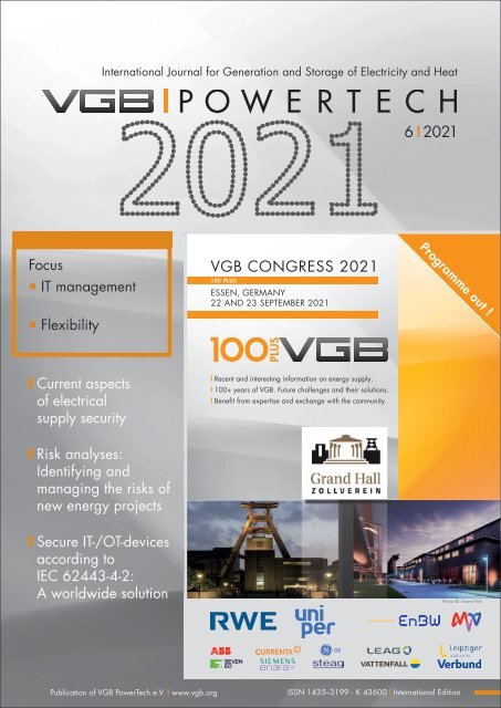 Vgb Powertech 6 2021 International Journal For Generation And Storage Of Electricity And Heat