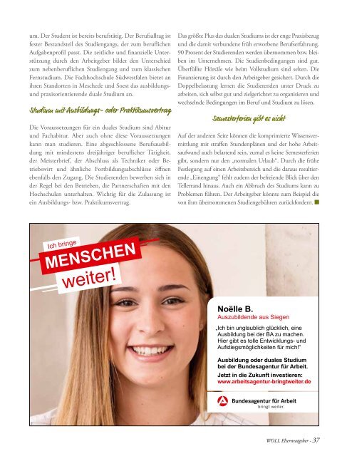 WOLL Magazin Elternratgeber Ausbildung + Karriere am Hellweg 2021/2022