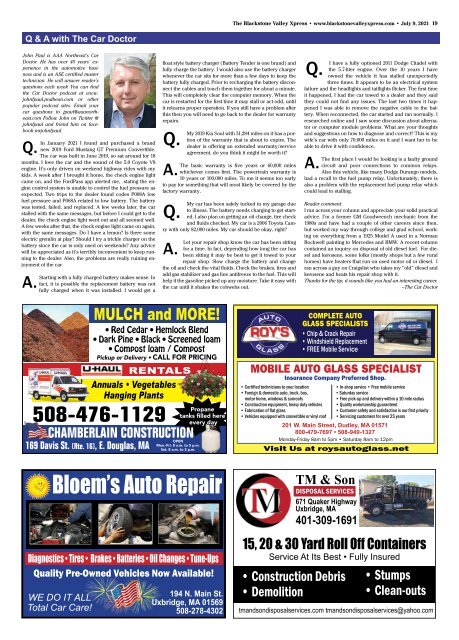 Blackstone Valley Xpress July 9 Issue