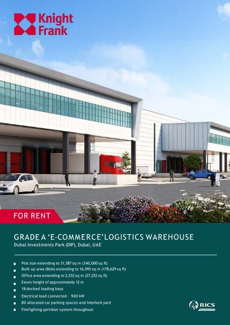 For Rent - Grade A E-Commerce Logistics Warehouse in Dubai Investments Park (DIP)