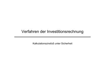 Verfahren der Investitionsrechnung - FWL