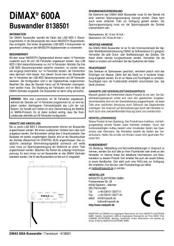 DiMAX® 600A Transducer 8138501 - Massoth Elektronik GmbH