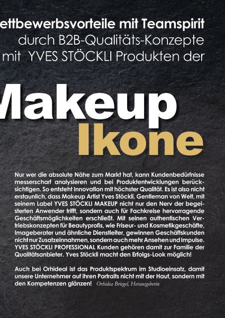 Yves Stöckli Unternehmer des Monats YVES STÖCKLI MakeUp - Orhideal Titelstory November 2021