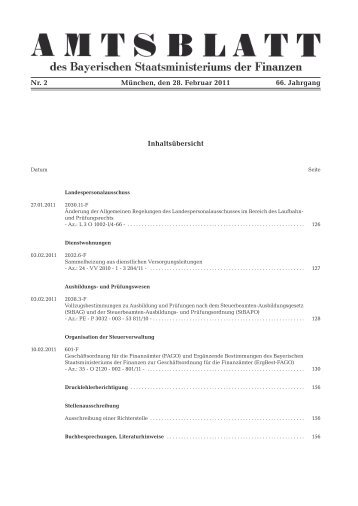 Amtsblatt des Bayerischen Staatsministeriums der Finanzen 2011-2