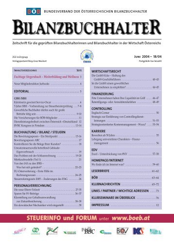 STEUERINFO und FORUM unter www.boeb.at - Bundesverband der ...