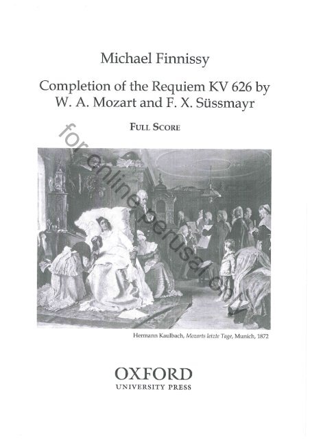 Michael Finnissy - Completion of the Requiem KV 626 by W. A. Mozart and F. X. Süssmayr (Full score)