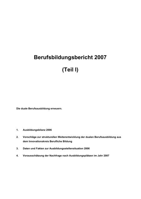 Berufsbildungsbericht 2007 (Teil I) - BiBB