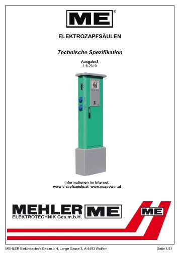 ELEKTROZAPFSÄULEN Technische Spezifikation - ESA
