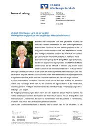Pressemitteilung - VR-Bank Altenburger Land eG