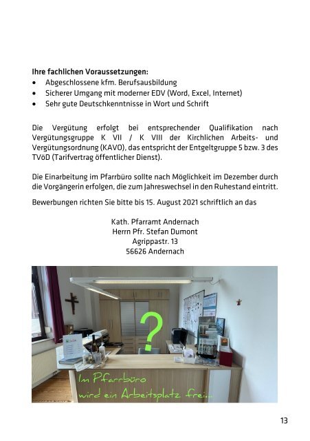 Pfarrbrief Juli•August 2021