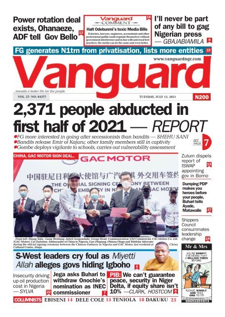 13072021 - 2,371 people abducted in first half of 2021 — REPORT