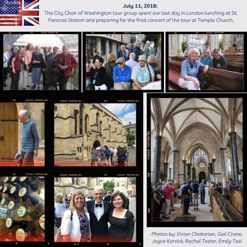 Cherished Memories: a Scrapbook from the City Choir of Washington's 2018 England Tour