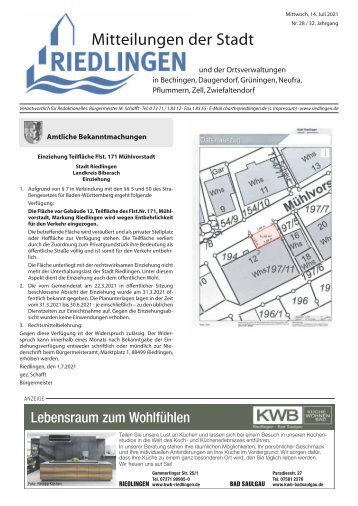 Amtliches Mitteilungsblatt Riedlingen 14.07.2021
