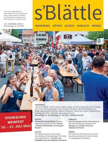 s'Blättle Nr. 28 - Do, 15. Juli 2021