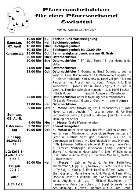 Pfarrnachrichten für den Pfarrverband Swisttal - Ludendorf.Info