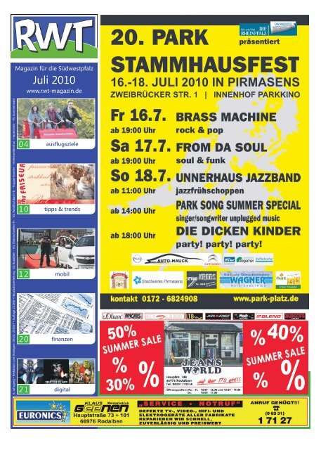 Juli 2010 - RWT - Magazin für die Südwestpfalz